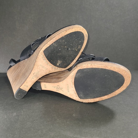 Vtg Cole Haan Leather Strappy Wedge Sandals Black Womans 8.5B Comfort EUC - Picture 6 of 7